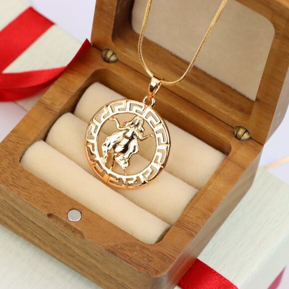 "Virgo Zodiac Pendant in Elegant Rose Gold with Fine Brass Craftwork, XPPT1333 - Picture 9 of 13